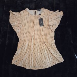 Adrianna Papell Peach Polka Dot Blouse